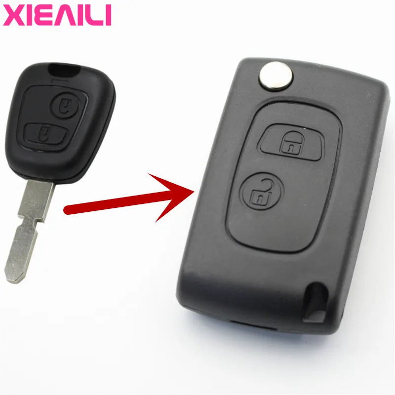 

XIEAILI OEM 2Button Modified Flip Folding Remote Key Case Shell For Peugeot 206/207 Key Fob Case S135