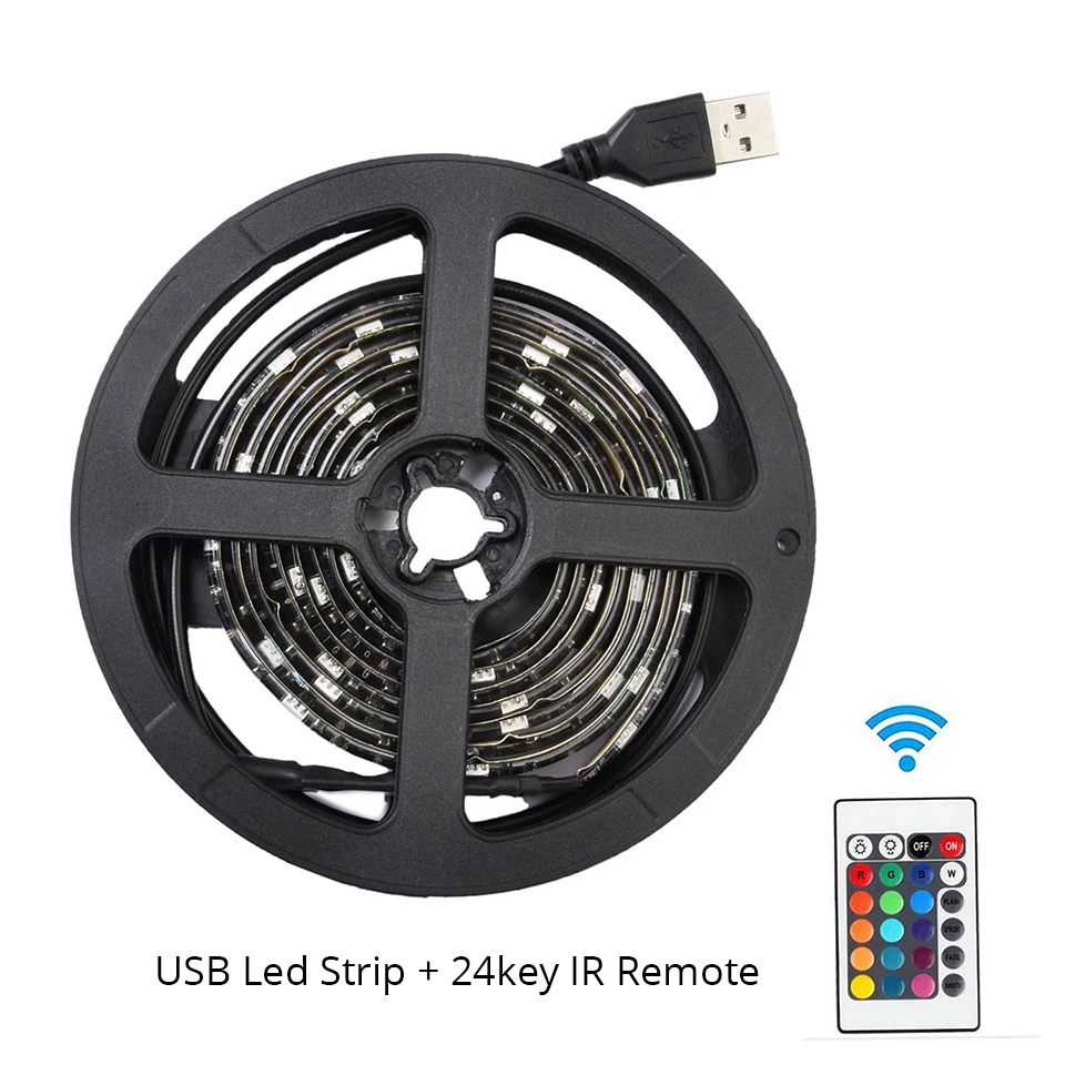 GUXEN DC5V Светодиодная лента USB разъем SMD 5050 60led/M RGB без мерцания полоса освещения для