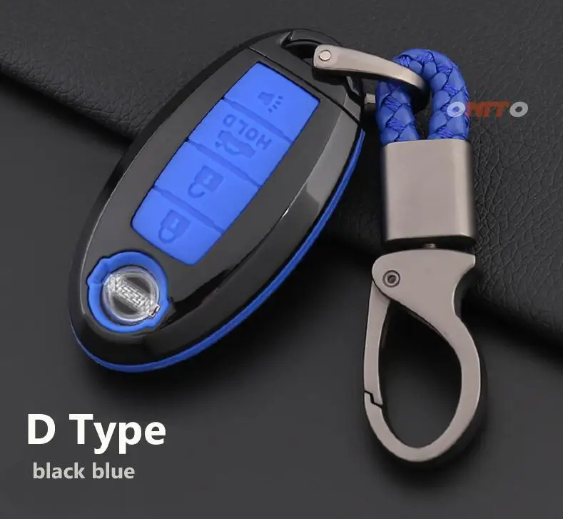 Black Blue D 4 кнопки для nissan Teana Sylphy Qashqai Livina Tiida Cube Juke аксессуары автомобильный чехол для ключей брелок авто ключ сумка оболочка - Название цвета: Black Blue D