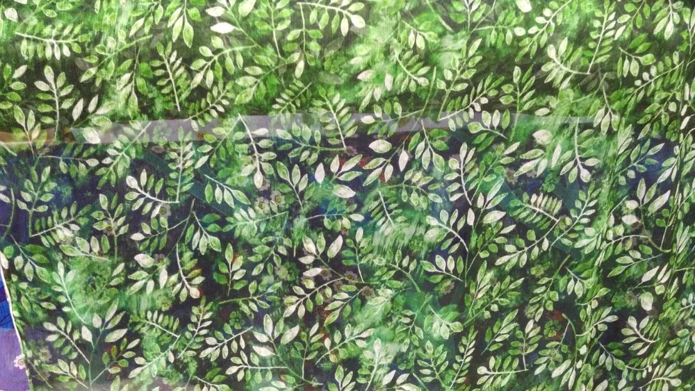Зеленый лист струйной печати 100% чистый натуральный 100% шелк тутового ткань тонкий шелк шифон ткани для праздничное платье/пижамы шарф OEM