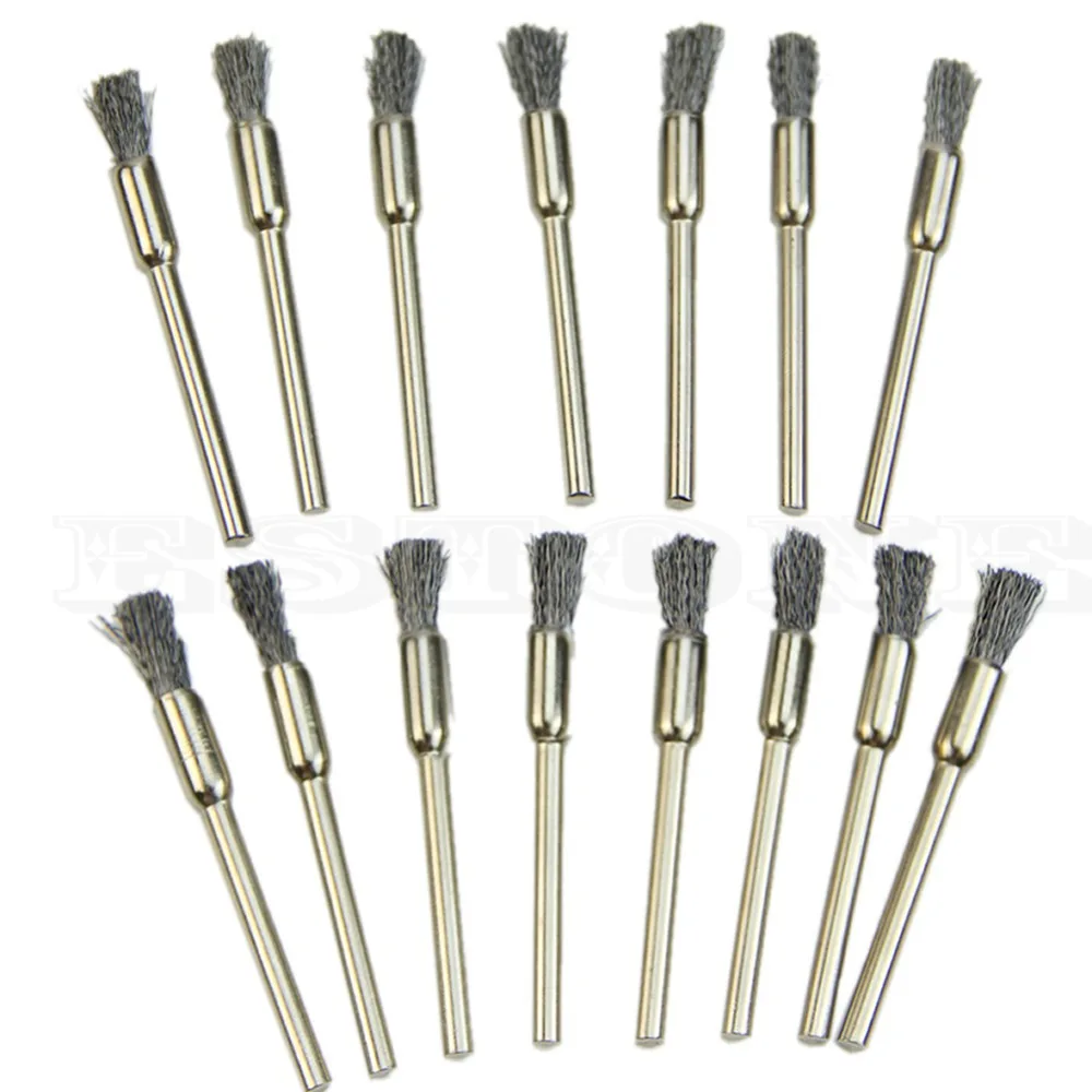 

15x Steel Pencil Wire Wheel Cup Brushes Kit Accessories for Polished Rotary Tool #D12855#