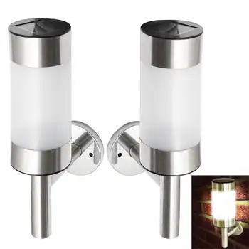 

2Pcs/lot LED Solar Wall Light Stainless Steel Outdoor Powered Light Fence Lamp Landscape Lights for Garden Decoration