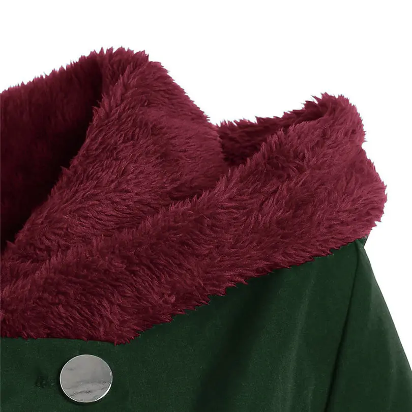 New Women fashion Plus Size Asymmetric Keep Warm Fleece Hooded Single Breasted Long Drap Buttons Coat #4F10 (19)