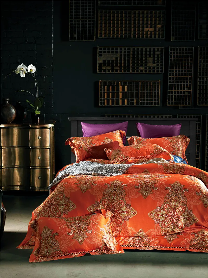 

IvaRose High count jacquard bedding sets luxury bed sheet set gift adult super soft bedding set queen/king size 6 style bedding
