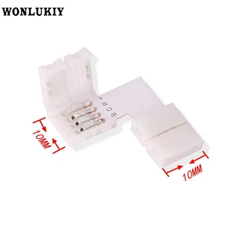 

100pcs 4pin 10mm L Shape Quick Connector for Connecting Corner Right Angle 10mm 5050 RGB LED Strip Light Free Welding