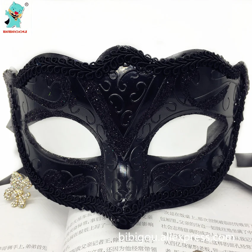 BIBIGOU Party Black Masks 3PCS Female Lace Surrounding Edge Black mask macka Drawing Pattern