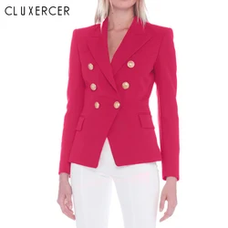 2018 New Autumn Office Lady Double Breasted Rose Red Blazer Women Coat Elegant Long Sleeve Slim Suit Blazer Feminino Inverno 2018 New Autumn Office Lady Double Breasted Rose Red Blazer Women Coat Elegant Long Sleeve Slim Suit Blazer Feminino Inverno