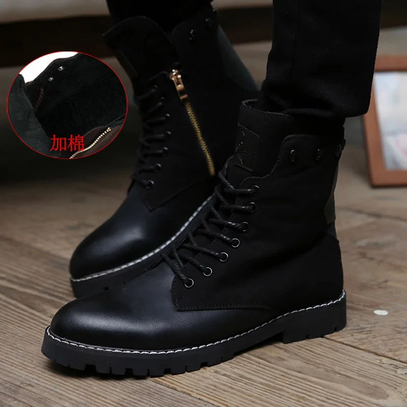 

Men winter Boots botas masculina 2015 hot PU Leather military boots Fashion black ankle boots men shoes motorcycle boots 39-44