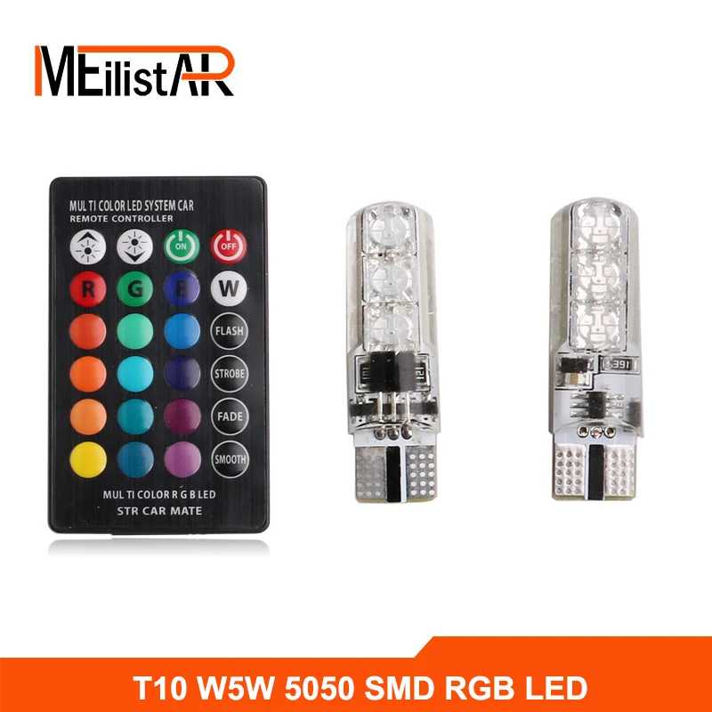 2PCS 5050 SMD RGB T10 194 168 W5W Car Reading Wedge Light font b Lamp b