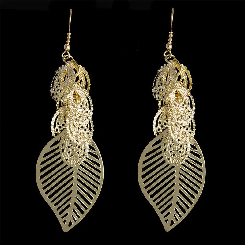 

MISANANRYNE High Quality 1pair Womens Earrings 2 Colors Cute Leaf Dangle Earrings