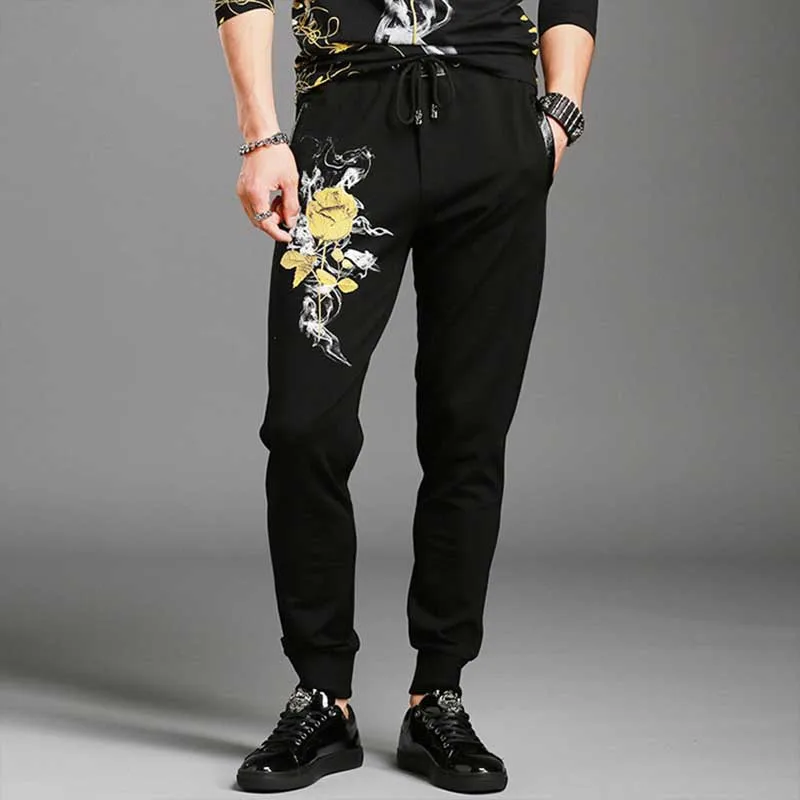 Retro Gilded Rose Floral Printed Two Piece Sweat Set Tracksuit Men Hoodies Set Casual Slim Fit Jacket with Joggers Pants Retro Gilded Rose Floral Printed Two Piece Sweat Set Tracksuit Men Hoodies Set Casual Slim Fit Jacket with Joggers Pants