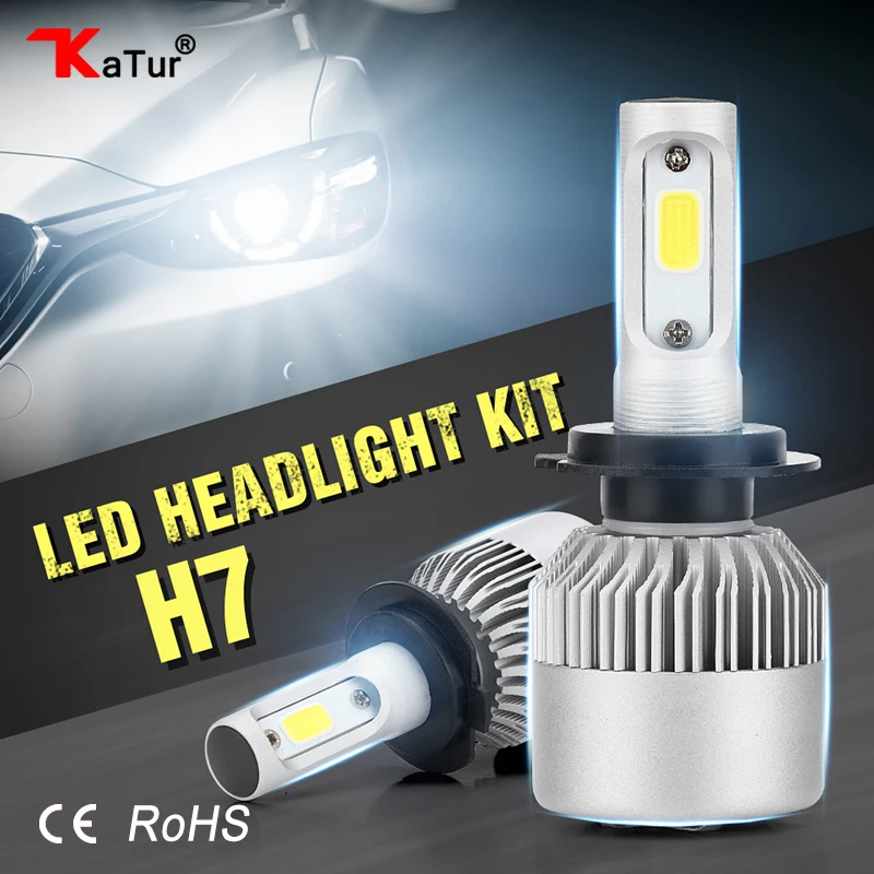 Katur 2pcs/set H7 Led Bulbs Headlight Conversion Kit Fog Lights for Cars 6500K White 3000Lm 30W Super Bright Cob Lighting |
