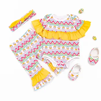 

Kids Baby Girls Easter Clothes Sets Eggs Newborn Toddler First Easters Clothing New Style Cotton High Quality 4Pcs Kids Costumes