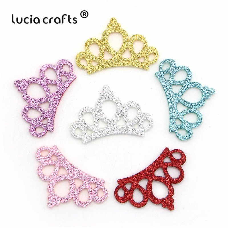 

Lucia crafts 10pcs/12pcs 27*45mm Nonwovens Crown Kids Hair Band Hairpin Headdress Ornaments DIY Handmade Dccessories L0621