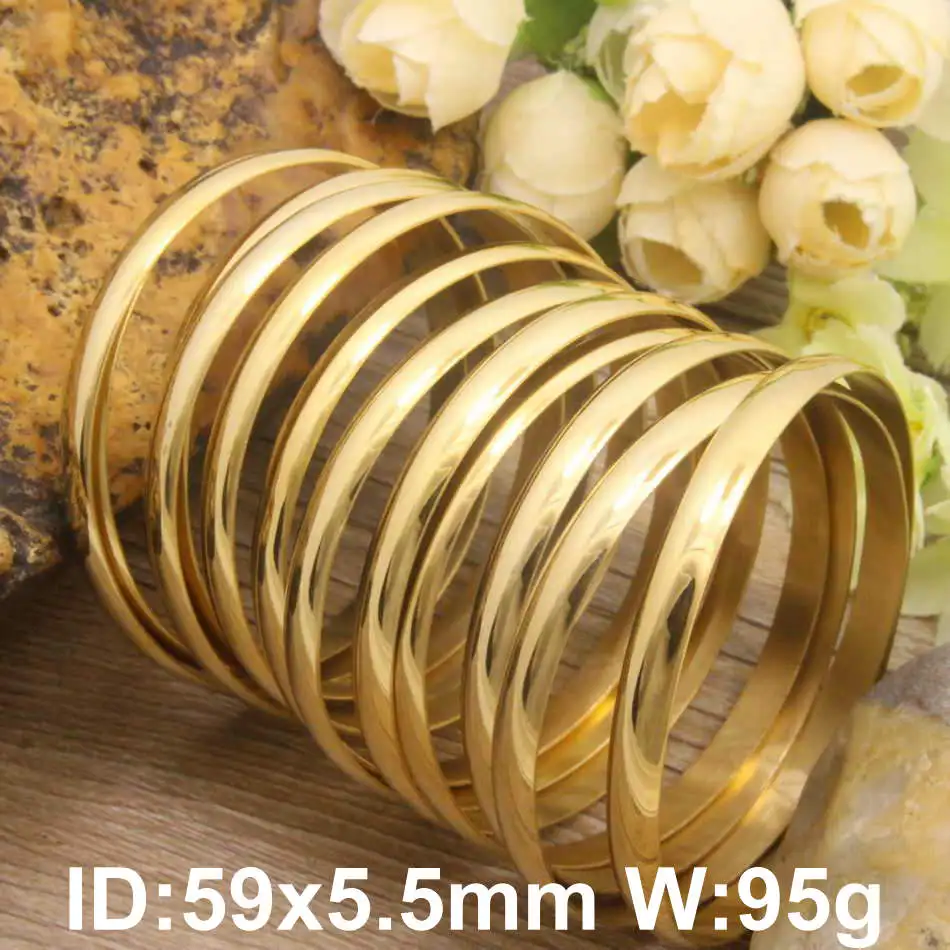 Stainless Steel Jewelry Plated Gold Color 71mm And 59mm Bangles Charm Pendant Girl Women BFADARBI Hot New Fashion bangle bracelet,stainless steel bracelet