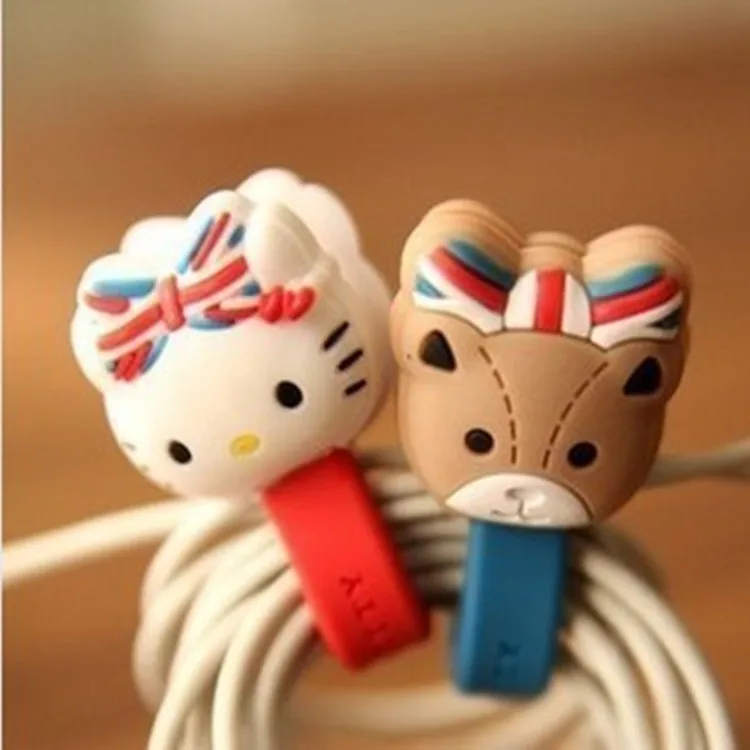 10pcs/lot Cute Hello Kitty Headphone Earphone Cable Wire Organizer Cord