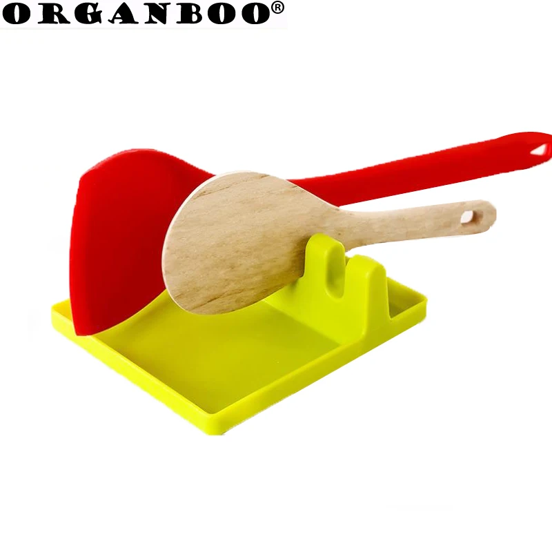 ORGANBOO 1PC Kitchen Utensils Spoon Rest Pot Holder Anti skid Rack Plastic Pot Shovel Pad Spoon