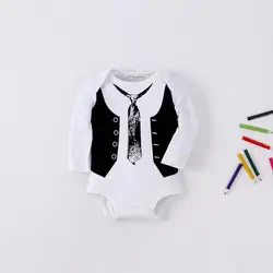 Детский костюм для новорожденных Для Маленьких Мальчиков Костюм Джентльмена Стиль Демисезонный с длинным рукавом ползунки младенческой