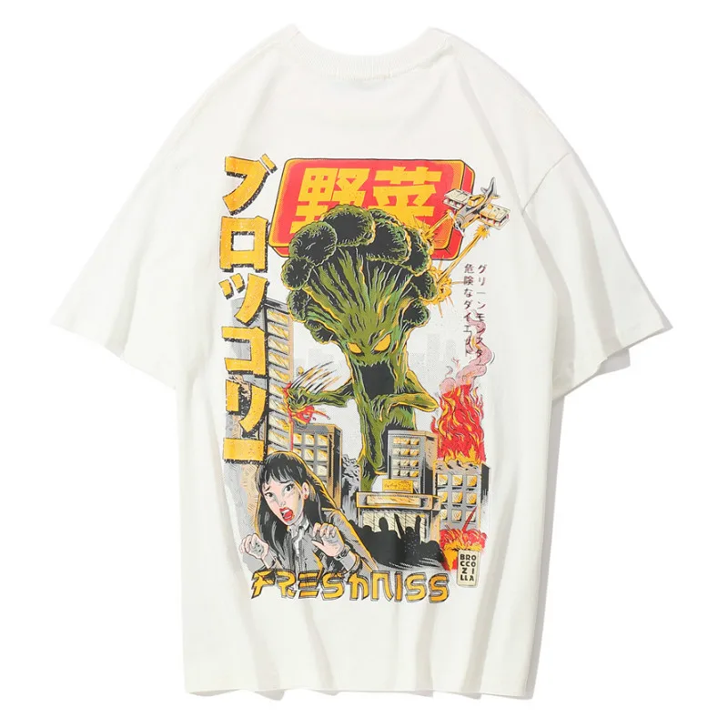 

Harajuku Japanese Crazy Vegetables Printed Short Sleeve T Shirts Streetwear Hip Hop Casual Tee Shirts Male Tshirts Tops