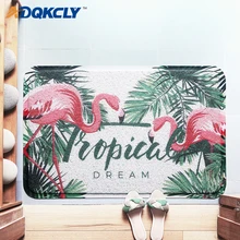 ADQKCLY Фламинго ковер с принтом ПВХ зеленые растения узор Нескользящие области ковер износостойкий 45*75 см/60*90 см коврик под дверь 1 шт