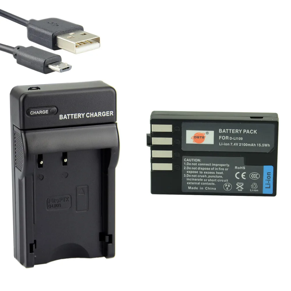 

DSTE D-LI109 Li-ion Battery with USB Charger for Pentax K-30 K-R K-50 K-500 Camera