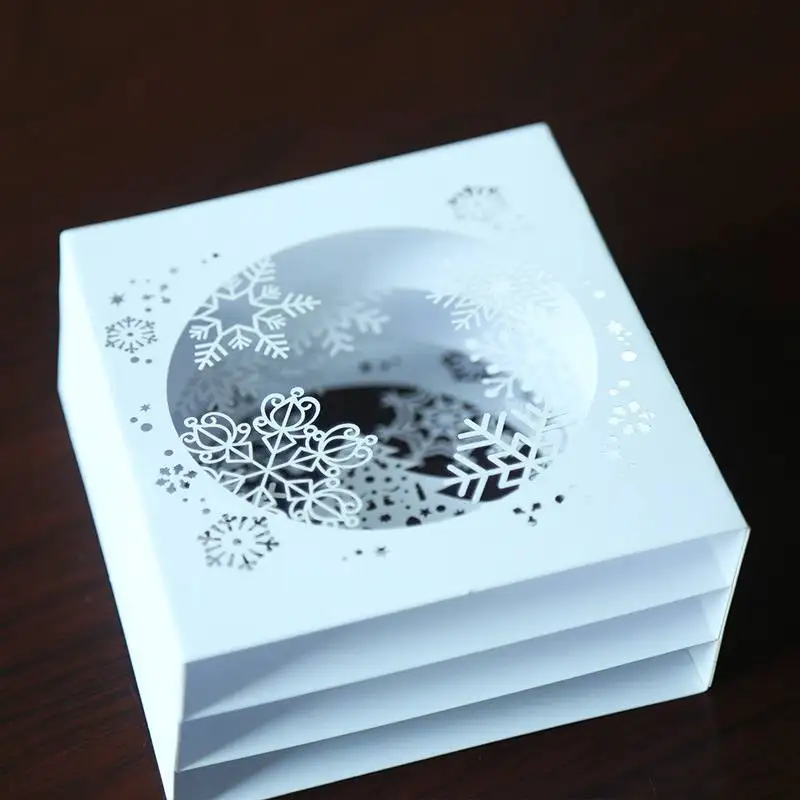  1 Pcs Handmade Merry Christmas Greeting Card 3D Pop Up Tree Box Snowflake Greeting Card Craft Holid - 32932870967