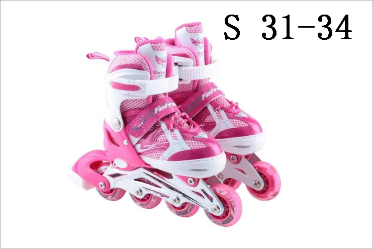 PINK S 31-34 Высокое качество, детские роликовые коньки, обувь для катания на роликах, регулируемые мигающие колеса, Patines Inline SkateRoller, обувь для катания на коньках - Цвет: PINK S 31-34