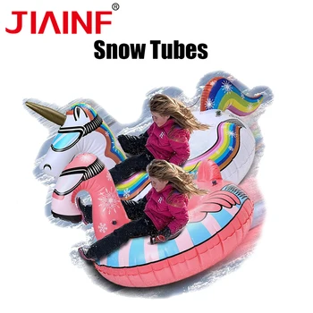 

Unicorn Snow Tubes For Kids Adults Inflatable Flamingo Ring Skiing Sledge Ring Ski Circle Snow Board With Handle Winter Toy