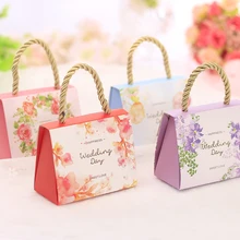 100pcs/lot DIY Portable Happy Wedding Day Candy Box Sweet Love Portable Candy Box Small/Big Size Flower Candy Box