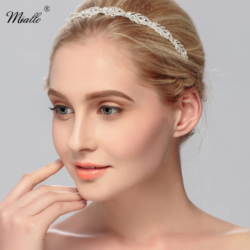 Hair Accessory Jewelry Accessories Women Crystal Rhinestone Hairband Flower Leaf Pattern Tiara for Wedding
