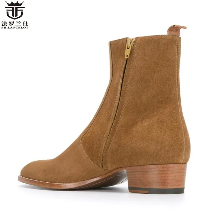 Cow leather pointed toe boots men chelsea boots british style fashion winter men