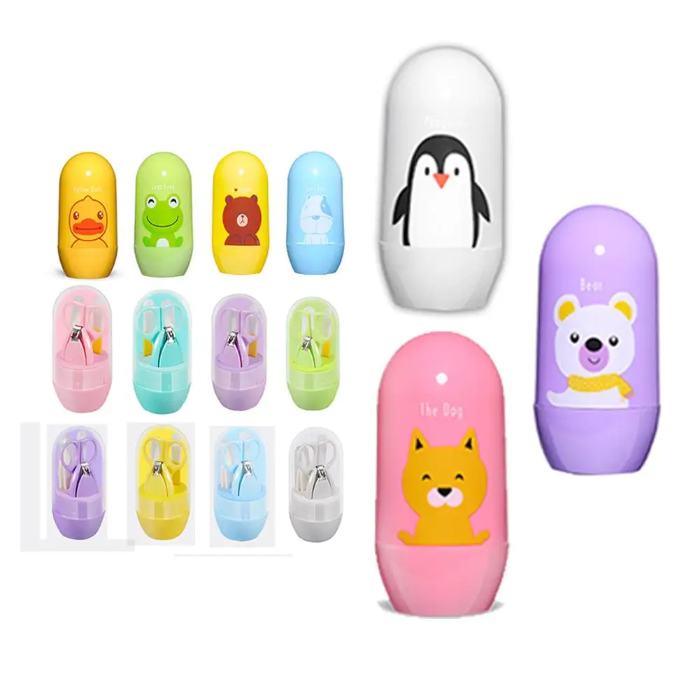 4PCS Portable Baby Nail Clipper Set Bucket Baby Safety Care Fingernai Scissors 4-in-1 Nail Care Set Baby Set Barrel Nail Clipper