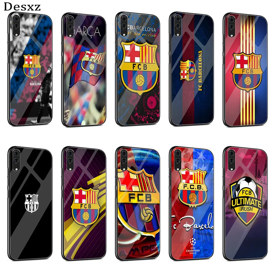 

Desxz Barcelona Logo Tempered Glass Case For Huawei P10 P20 Pro P Smart Mate 10 20 Lite Y6 Y9 Honor 7A 8X 9 10 2018 2019 Cover