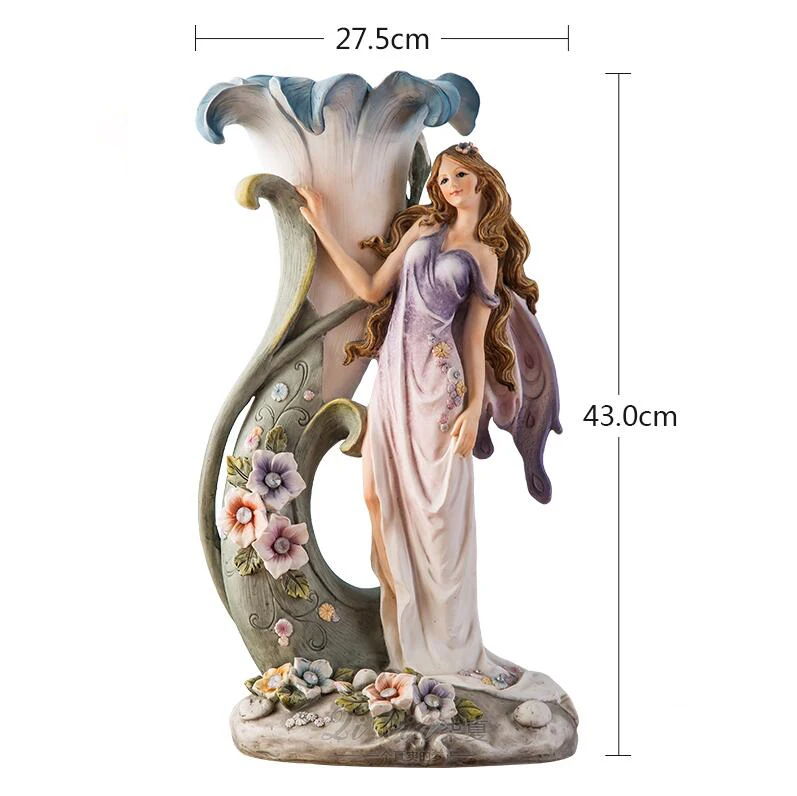 Европейский античный ангел красоты смолы ваза статуэтки Цветочные украшение статуи домашнего интерьера ремесло Американский свадебный подарок