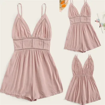 

HIRIGIN Women Party Jumpsuit V-Neck Lady Playsuit Bodycon Summer Cotton Romper Clubwear