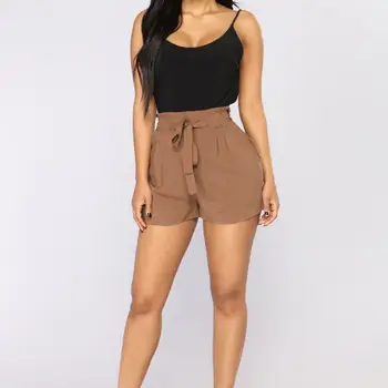 

New Women Shorts Summer High Waist Shorts Solid Casual Loose Bow Drawstring Shorts Trousers Ladies Party