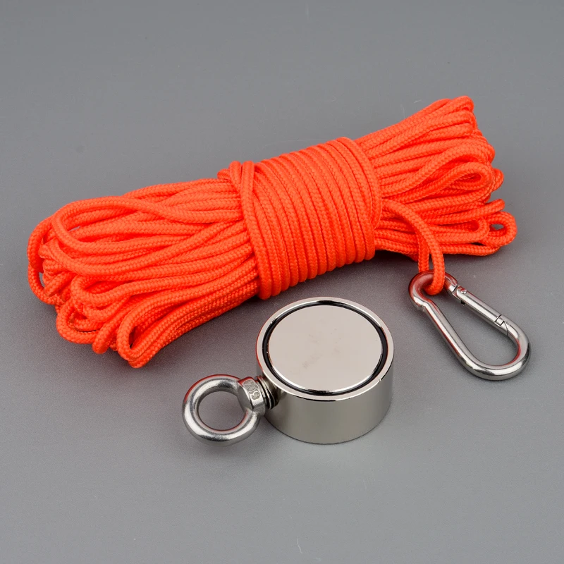 Tanie 150*2KG Super mocne magnesy neodymowe silne magnesy magnetyczne materiał magnetyczny wędkarstwo ratownicze dwustronny magnes z liną