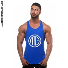 Мужские майки без рукавов смешанный хлопок печати Бег жилет спинки футболка Бодибилдинг Топ майка мужская летняя