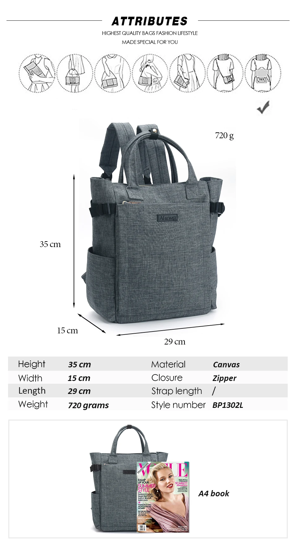 Canvas backpack School Bags for Teenager Large Capacity Travel Backpack Nursing Bag for Baby Mom Women Carry Care Bag |BP1302L