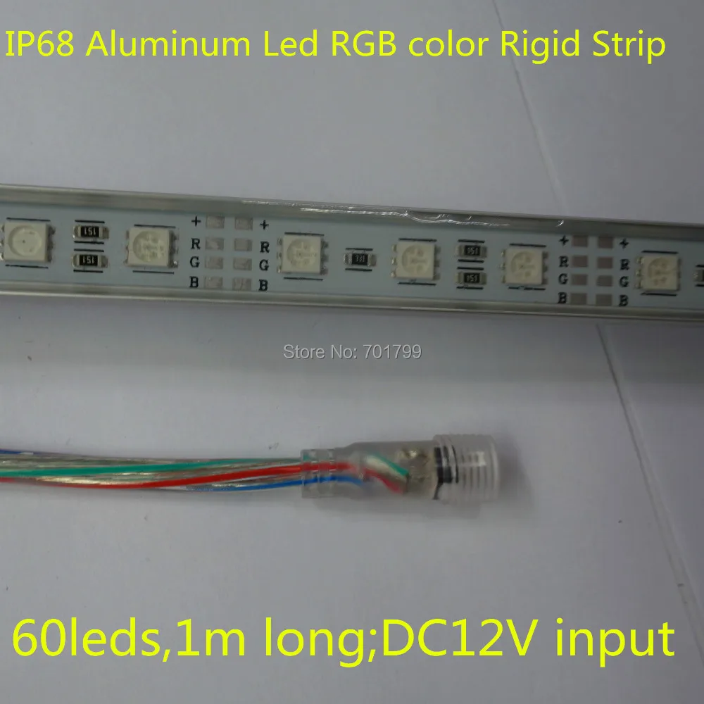 

1M long IP68 Aluminum Led RGB color Rigid Strip;60leds;DC12V input;rigid bar