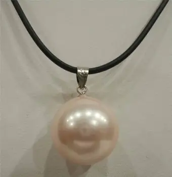 

16mm Beautiful pink shell Pearl Pendant Necklace 17"