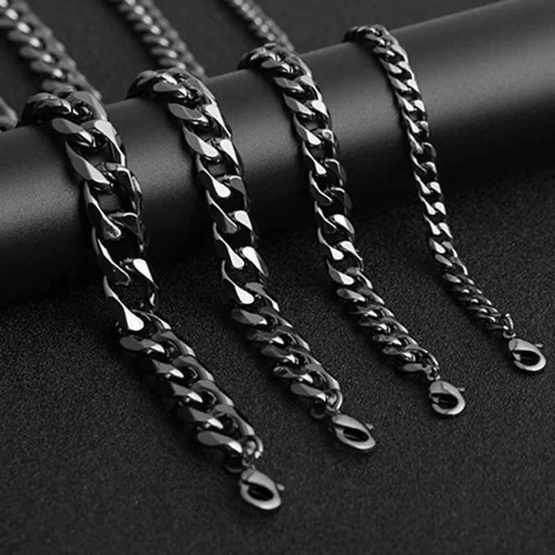 

Mens Necklace Chain Stainless Steel Black Wholesale Necklace For Men Jewelry 5/7/9/11mm Length 60cm