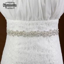 Kyunovia шелковая белая лента цвета слоновой кости тонкая Стразы Лента Свадебная со стразами пояс для Причастия Свадебное платье свадебный пояс D29