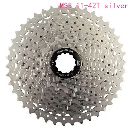 Sunracing 10 скоростей CSMS3 CSMX3 11-40 t/11-42/11-46 t mtb велосипед свободные колеса кассета широкое соотношение mtb велосипед кассета - Цвет: MS3 42T silver