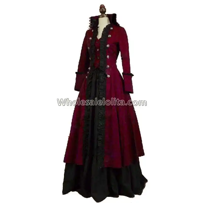 Высокое качество Викторианский Edwardian Пенни страшный вампир стимпанк Пиратская куртка костюм на Хэллоуин