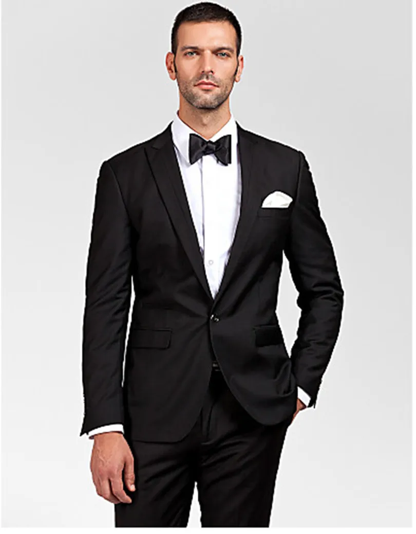 Custom Hand Made Suits For Wedding Tuxedo Black Groom Wear Slim Fit ...