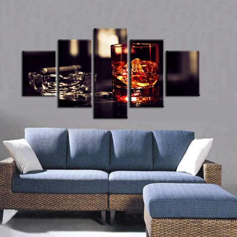 Painting Framed Wall Art Prints 5 PiecesSet Coffee Cup Fashion Canvas HD Home Decoration Modular Pictures For Living Room | Дом и сад