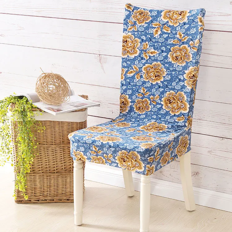 Elegant Flower Dining Chair Cover Spandex Polyester Stretch Washable