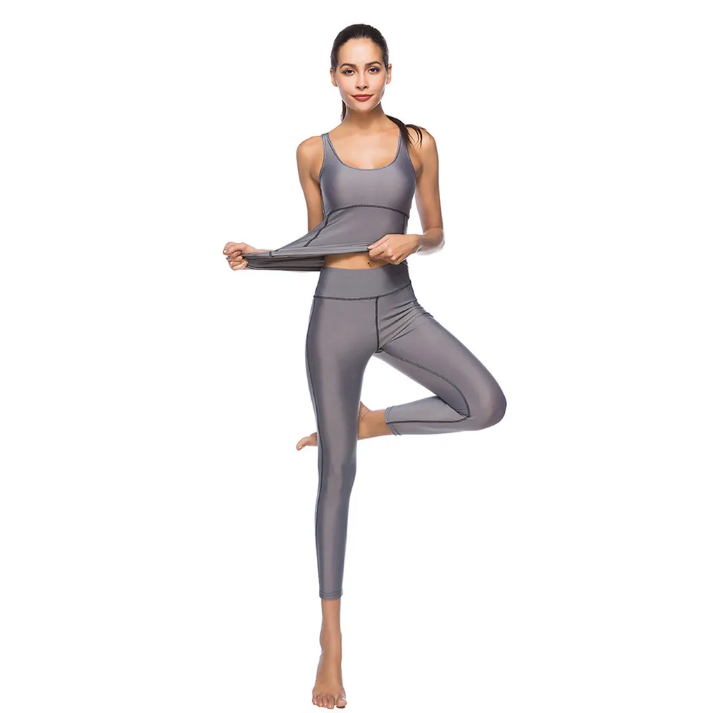 

Two-piece set Sports Jumpsuit Yoga Jumpsuit Fitness Sport Suit Women Tracksuit Yoga Set Backless Gym Running Set Sport Wear A05