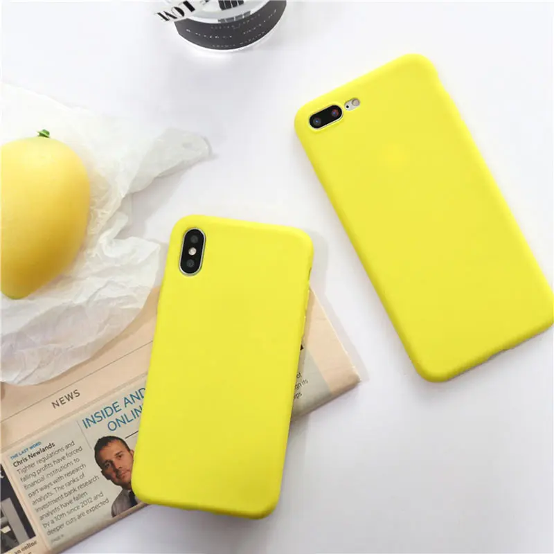 Мягкие силиконовые чехлы для iPhone 7 8 Plus X Желтый чехол 6 s 6s TPU Coque ipone Fundas Capinha |